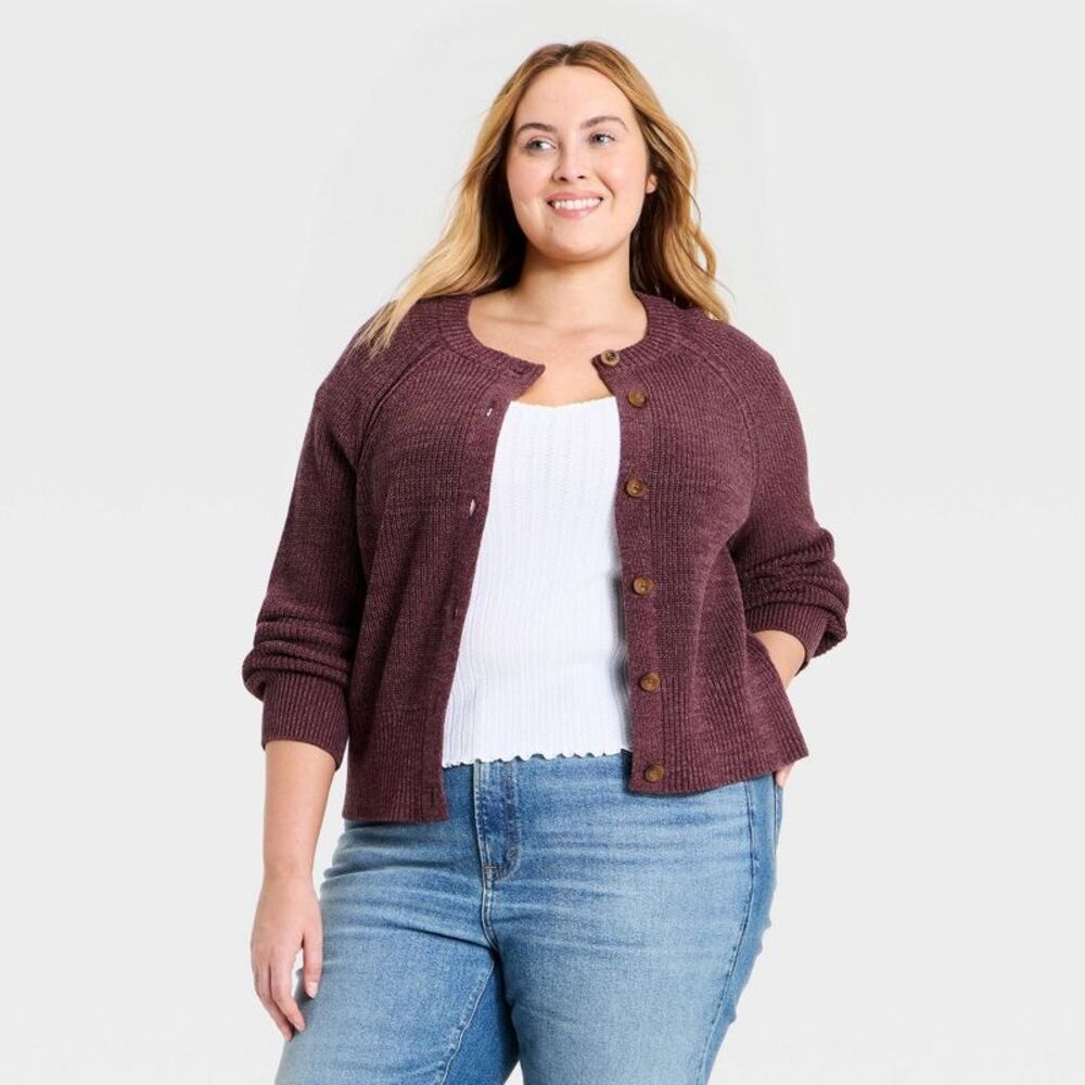 Women's Iconic Cotton Cardigan - Universal Thread Purple XXL